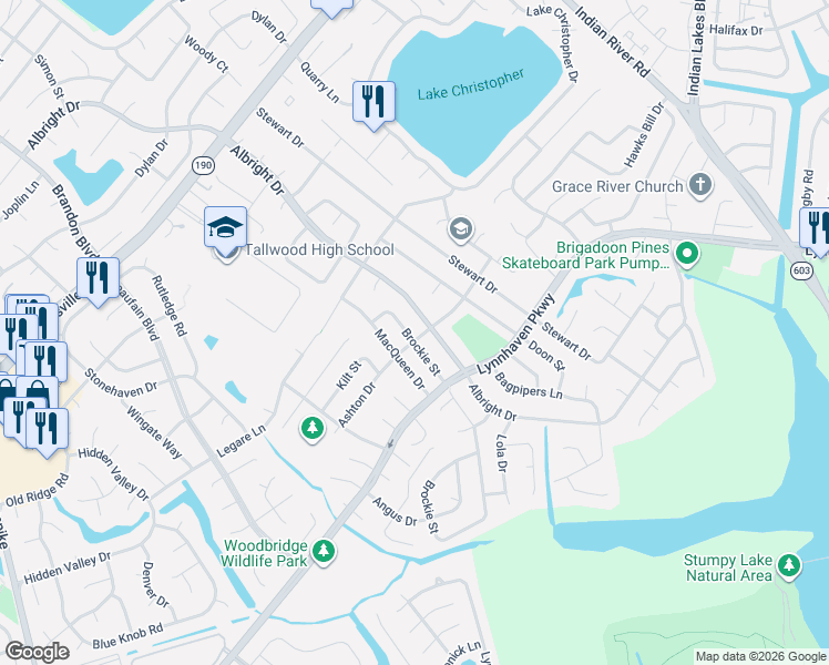 map of restaurants, bars, coffee shops, grocery stores, and more near 1625 Ashton Drive in Virginia Beach
