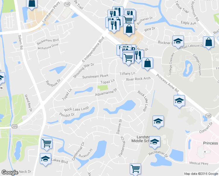 map of restaurants, bars, coffee shops, grocery stores, and more near 1773 Turquoise Court in Virginia Beach