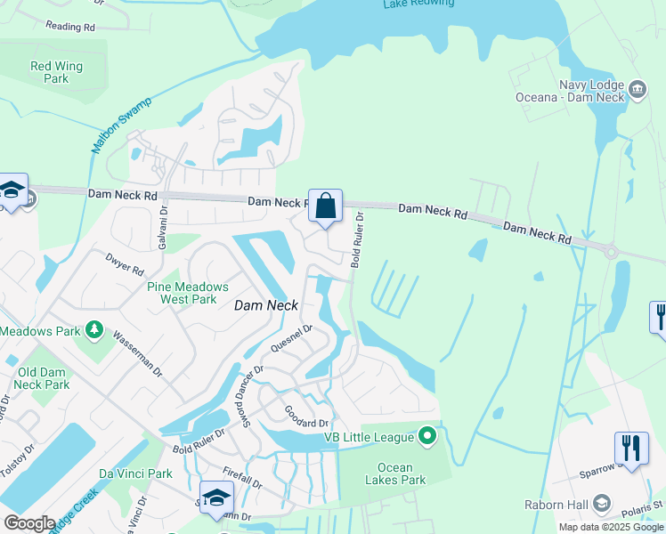 map of restaurants, bars, coffee shops, grocery stores, and more near 1737 Ocean Bay Drive in Virginia Beach