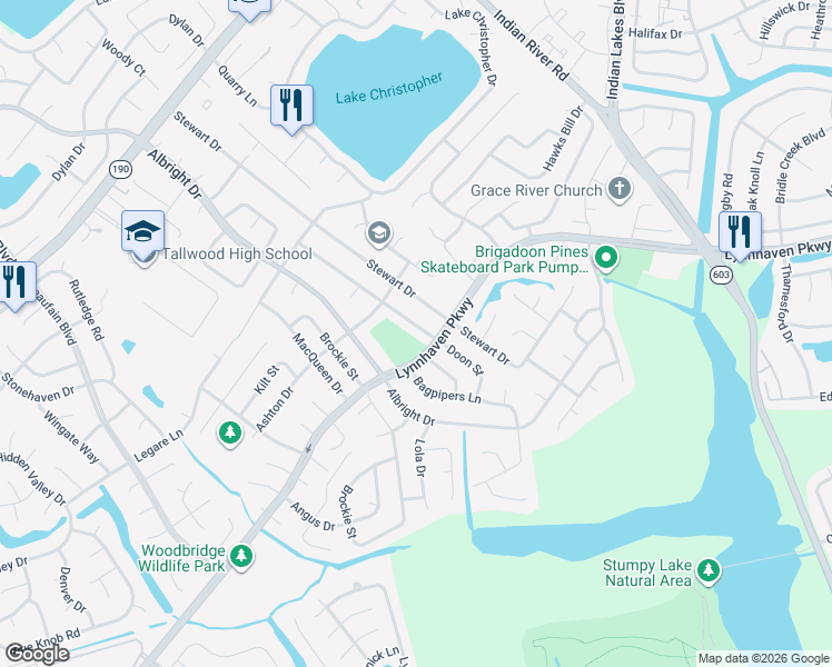 map of restaurants, bars, coffee shops, grocery stores, and more near 5408 Doon Street in Virginia Beach