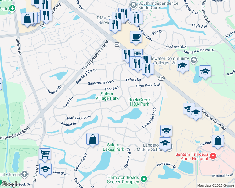 map of restaurants, bars, coffee shops, grocery stores, and more near 1772 Turquoise Court in Virginia Beach
