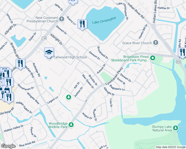 map of restaurants, bars, coffee shops, grocery stores, and more near 1625 Ashton Drive in Virginia Beach