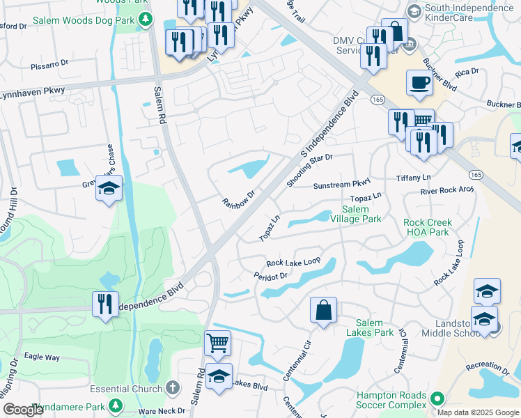 map of restaurants, bars, coffee shops, grocery stores, and more near 1700 Newmill Court in Virginia Beach