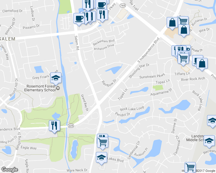 map of restaurants, bars, coffee shops, grocery stores, and more near 1800 Rainbow Court in Virginia Beach