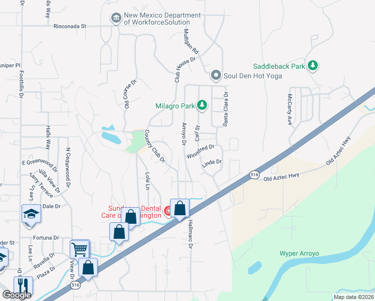 map of restaurants, bars, coffee shops, grocery stores, and more near 5801 Carl Street in Farmington