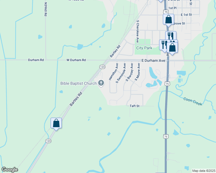 map of restaurants, bars, coffee shops, grocery stores, and more near 545 Hamilton Avenue in Dewey