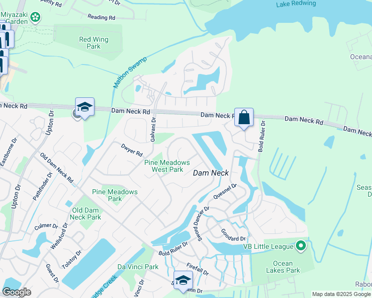 map of restaurants, bars, coffee shops, grocery stores, and more near 805 Norton Court in Virginia Beach