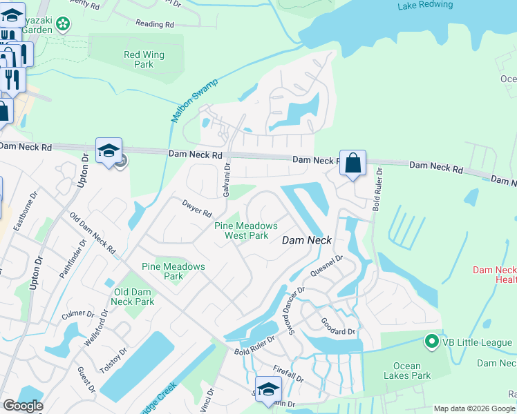 map of restaurants, bars, coffee shops, grocery stores, and more near 808 Norton Court in Virginia Beach