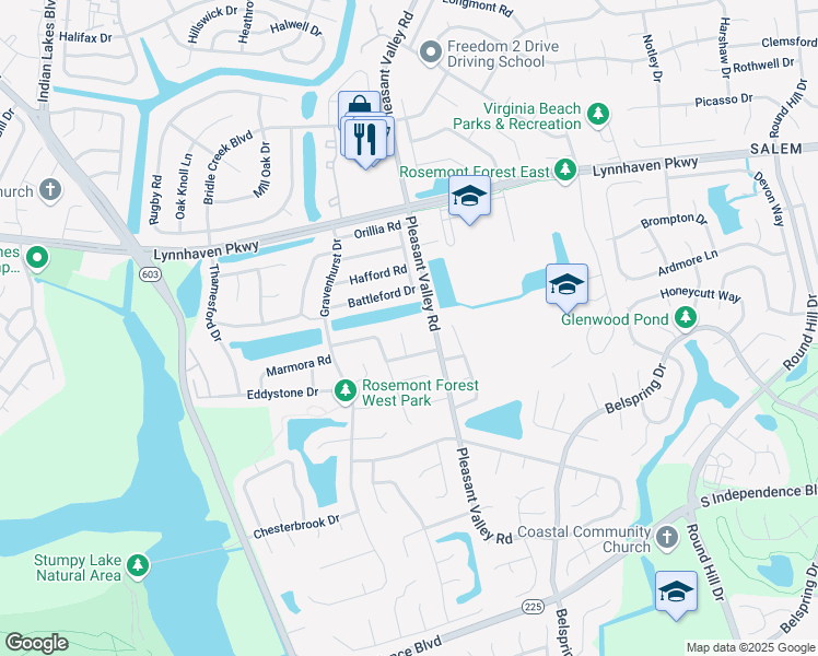 map of restaurants, bars, coffee shops, grocery stores, and more near 1808 Sharbot Circle in Virginia Beach