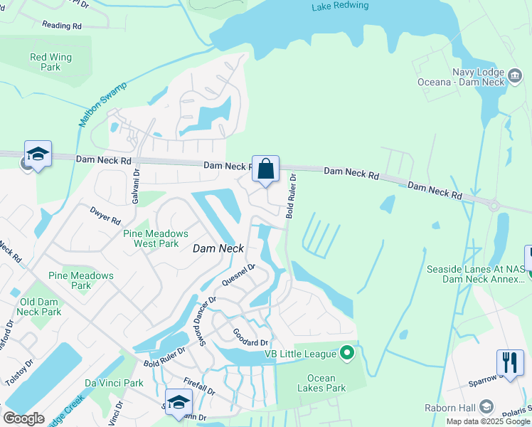 map of restaurants, bars, coffee shops, grocery stores, and more near 1755 Ocean Bay Drive in Virginia Beach