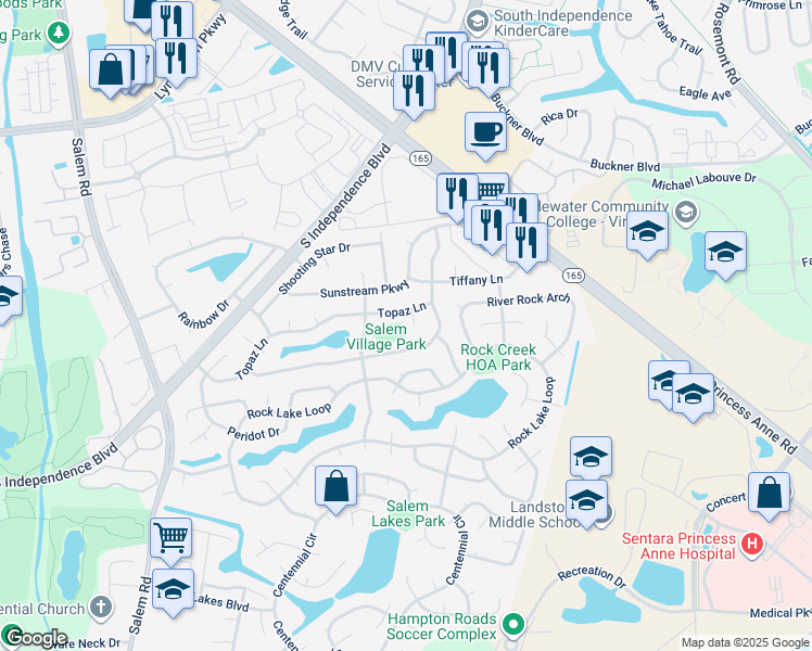 map of restaurants, bars, coffee shops, grocery stores, and more near 1765 Turquoise Court in Virginia Beach