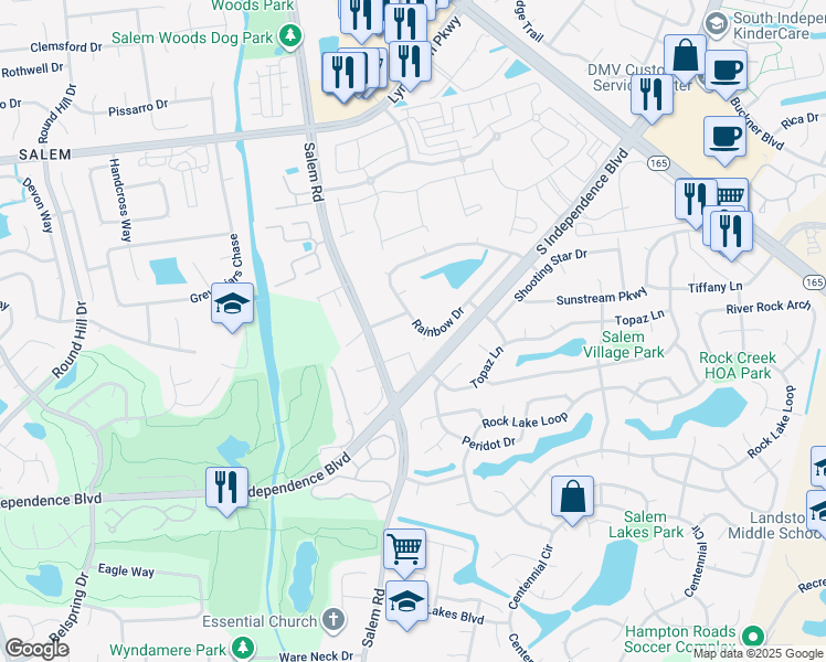 map of restaurants, bars, coffee shops, grocery stores, and more near 4043 Rainbow Drive in Virginia Beach