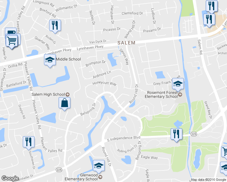 map of restaurants, bars, coffee shops, grocery stores, and more near 929 Honeycutt Way in Virginia Beach