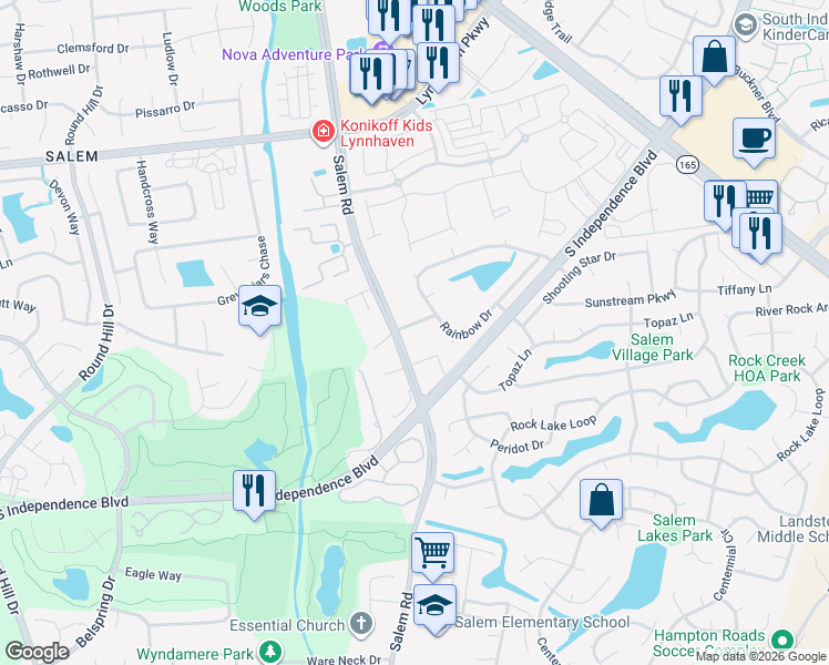 map of restaurants, bars, coffee shops, grocery stores, and more near 4113 Zodiac Lane in Virginia Beach