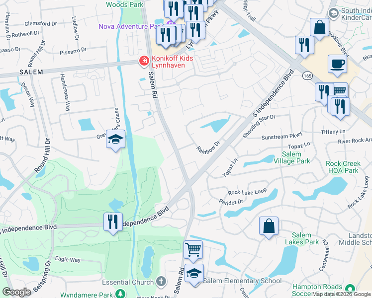 map of restaurants, bars, coffee shops, grocery stores, and more near 4113 Zodiac Lane in Virginia Beach