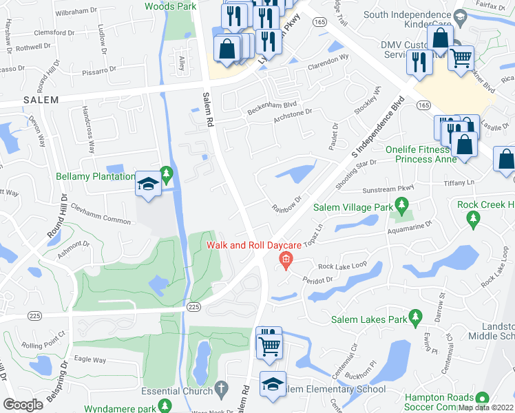 map of restaurants, bars, coffee shops, grocery stores, and more near 4109 Zodiac Lane in Virginia Beach