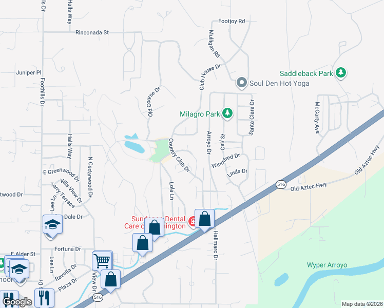map of restaurants, bars, coffee shops, grocery stores, and more near 5706 Country Club Circle in Farmington