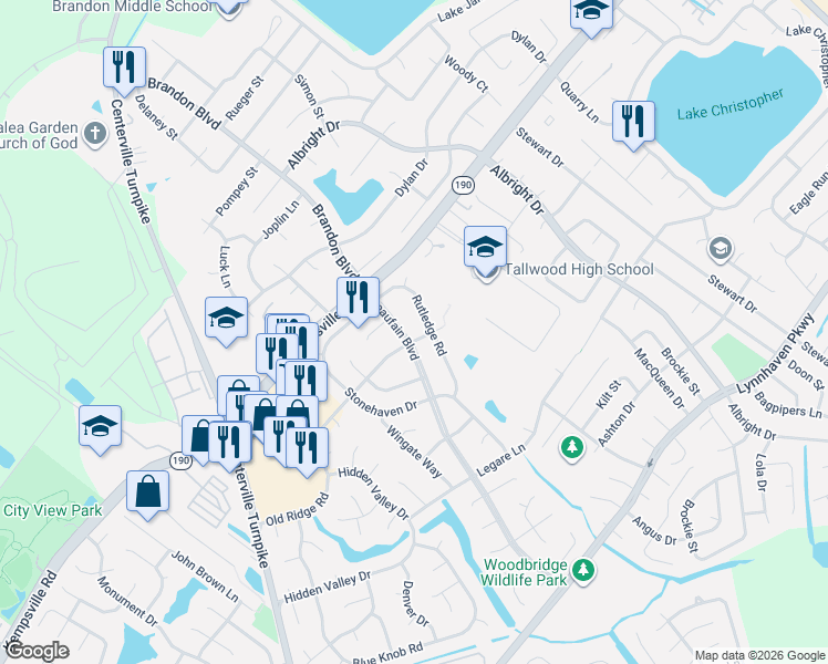 map of restaurants, bars, coffee shops, grocery stores, and more near 5496 Beaufain Boulevard in Virginia Beach