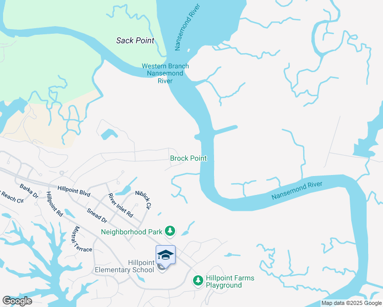 map of restaurants, bars, coffee shops, grocery stores, and more near 100 Corcoran Lane in Suffolk