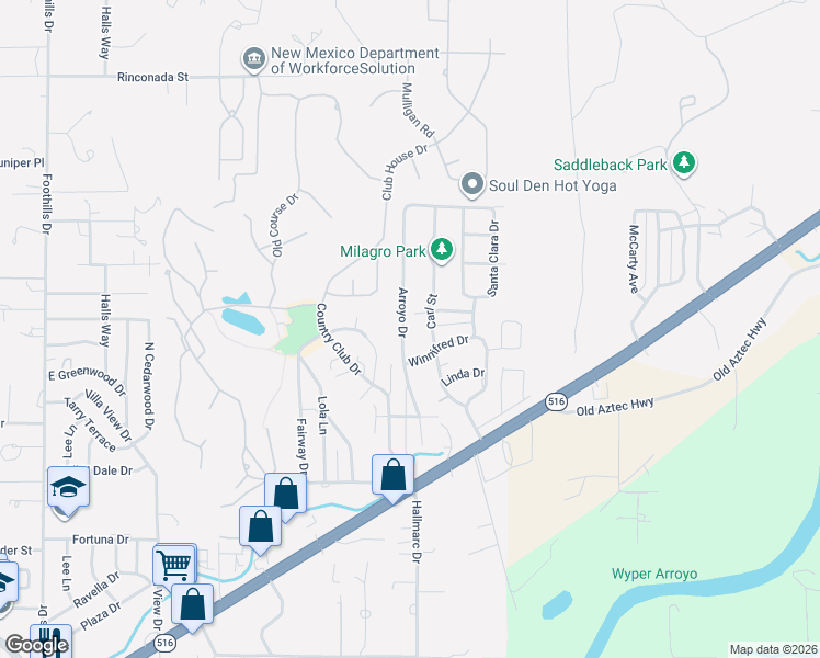 map of restaurants, bars, coffee shops, grocery stores, and more near 5801 Carl Street in Farmington
