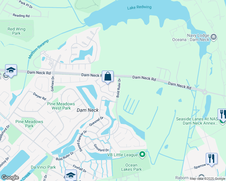 map of restaurants, bars, coffee shops, grocery stores, and more near 1755 Ocean Bay Drive in Virginia Beach