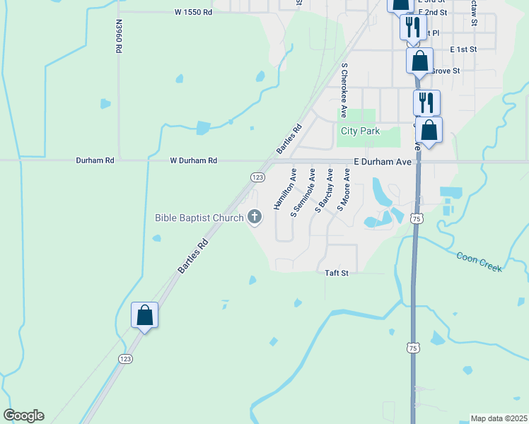 map of restaurants, bars, coffee shops, grocery stores, and more near 545 Hamilton Avenue in Dewey