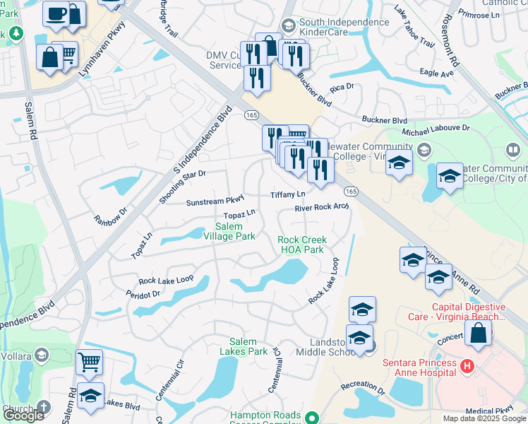 map of restaurants, bars, coffee shops, grocery stores, and more near 1756 Aquamarine Drive in Virginia Beach