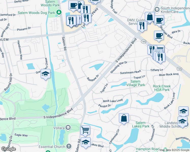 map of restaurants, bars, coffee shops, grocery stores, and more near 1700 Newmill Court in Virginia Beach