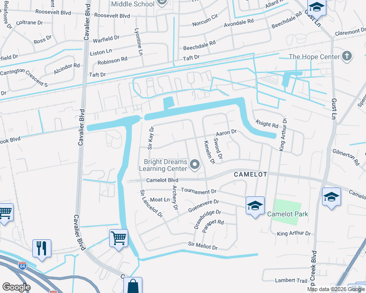 map of restaurants, bars, coffee shops, grocery stores, and more near 3117 Bruno Dr in Chesapeake