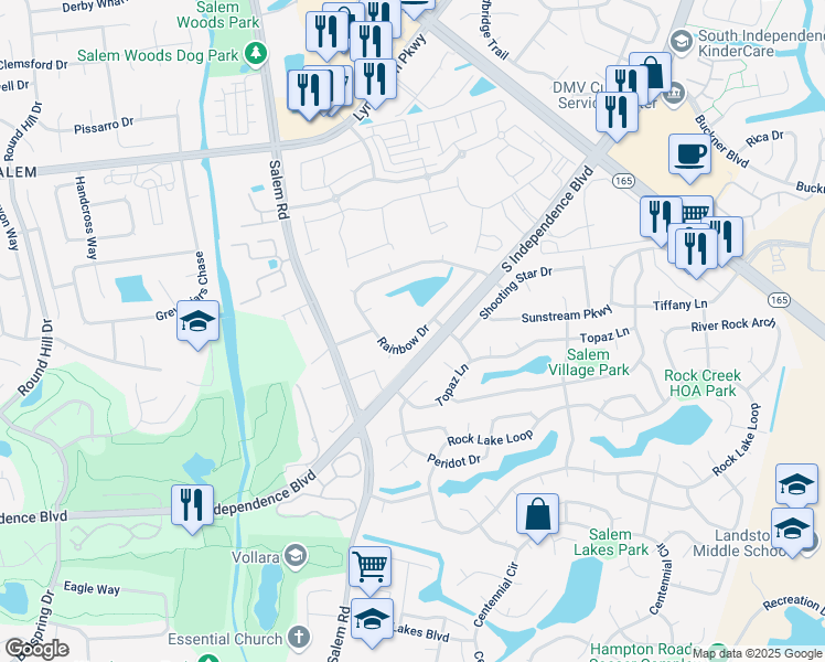 map of restaurants, bars, coffee shops, grocery stores, and more near 1700 Newmill Court in Virginia Beach
