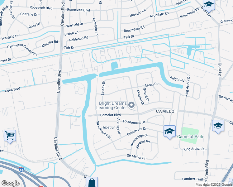 map of restaurants, bars, coffee shops, grocery stores, and more near 3129 Aaron Drive in Chesapeake