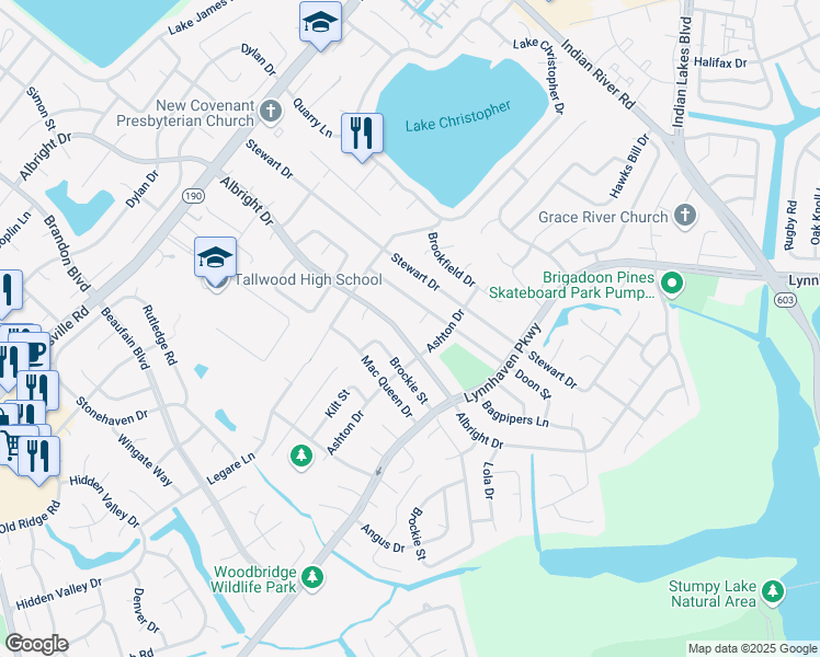 map of restaurants, bars, coffee shops, grocery stores, and more near 1625 Ashton Drive in Virginia Beach