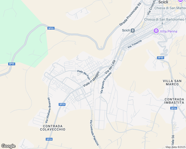 map of restaurants, bars, coffee shops, grocery stores, and more near 134 Viale I Maggio in Scicli