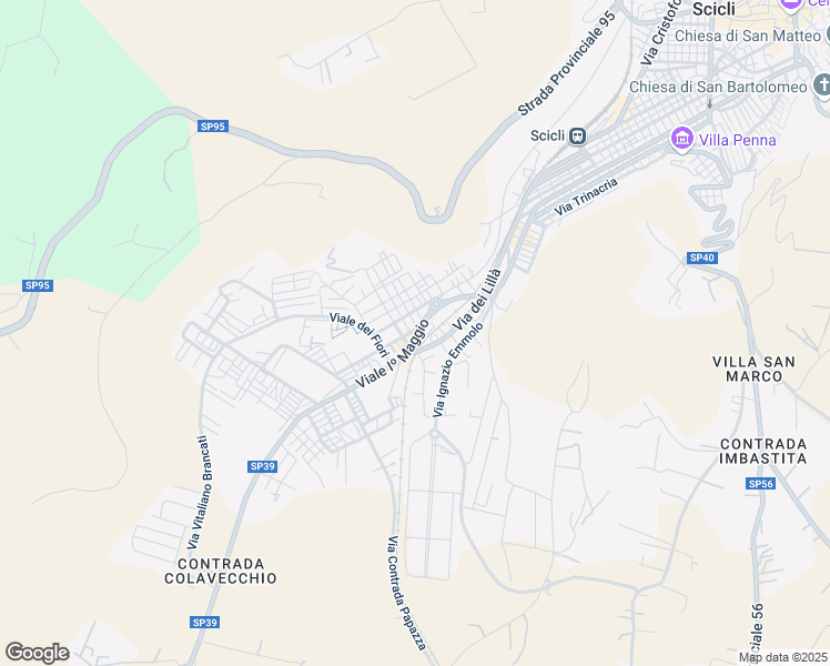 map of restaurants, bars, coffee shops, grocery stores, and more near 134 Viale I Maggio in Scicli