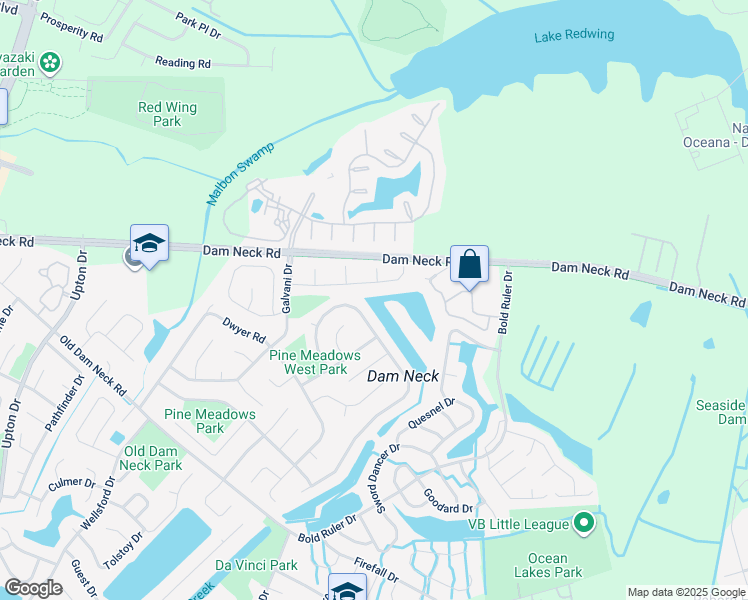 map of restaurants, bars, coffee shops, grocery stores, and more near 868 Daimler Drive in Virginia Beach
