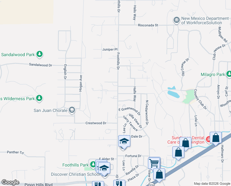 map of restaurants, bars, coffee shops, grocery stores, and more near 5989-5999 Foothills Dr in Farmington