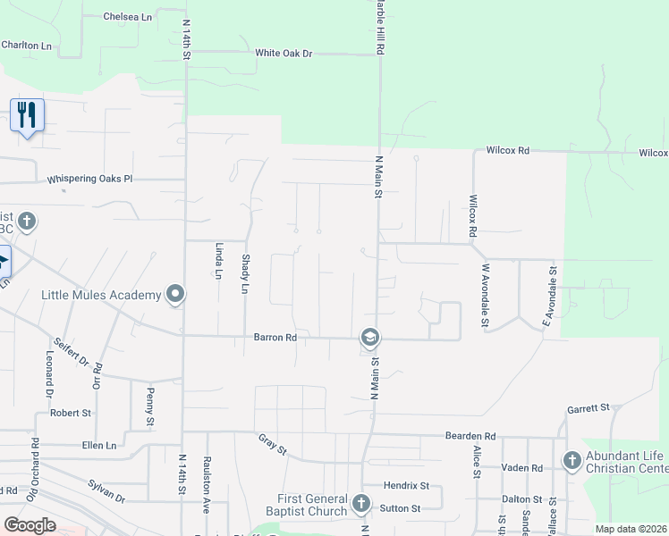 map of restaurants, bars, coffee shops, grocery stores, and more near 949 Robin Lane in Poplar Bluff