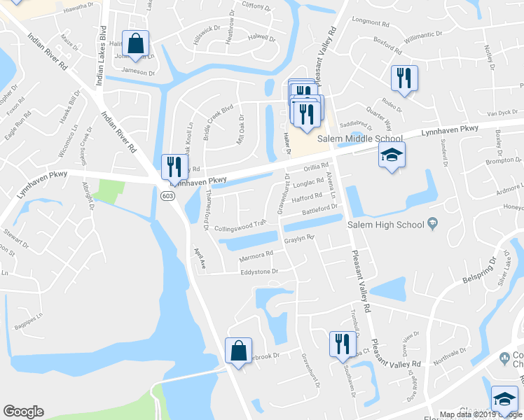 map of restaurants, bars, coffee shops, grocery stores, and more near 1456 Collingswood Trail in Virginia Beach