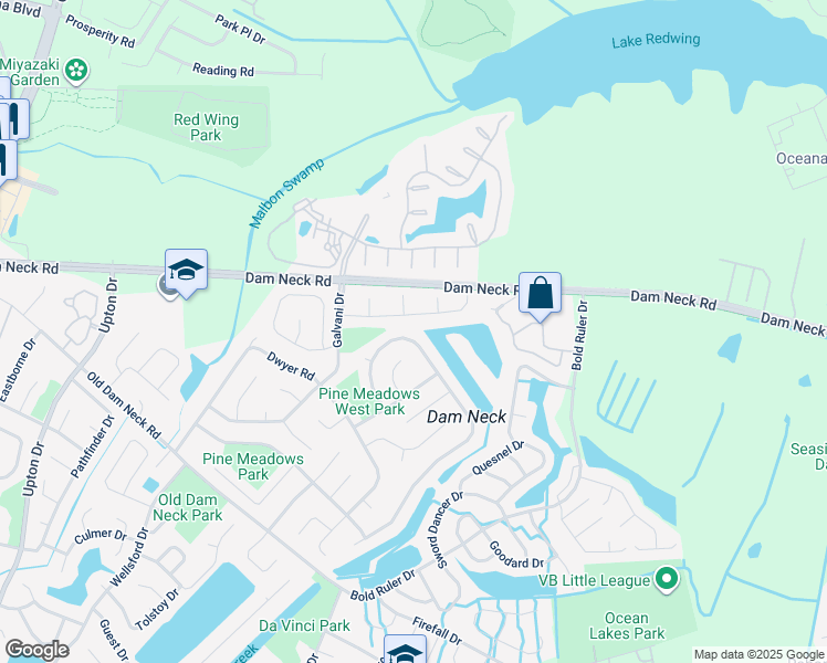 map of restaurants, bars, coffee shops, grocery stores, and more near 876 Daimler Drive in Virginia Beach
