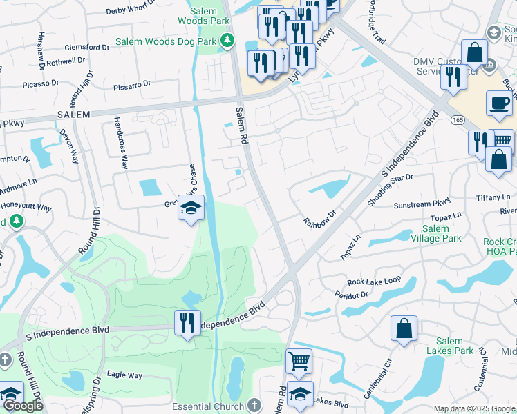 map of restaurants, bars, coffee shops, grocery stores, and more near 1733 Salem Road in Virginia Beach