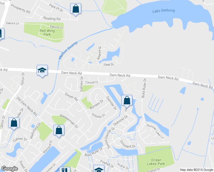 map of restaurants, bars, coffee shops, grocery stores, and more near 868 Daimler Drive in Virginia Beach