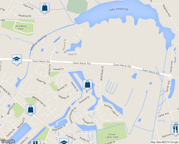 map of restaurants, bars, coffee shops, grocery stores, and more near 680 Ocean Lakes Dr in Virginia Beach
