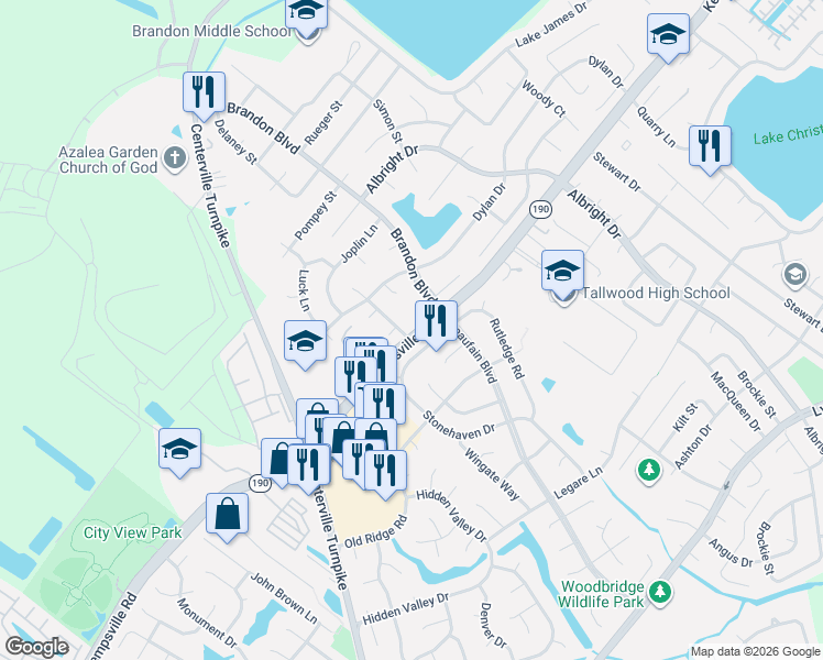 map of restaurants, bars, coffee shops, grocery stores, and more near 1734 Jude Court in Virginia Beach
