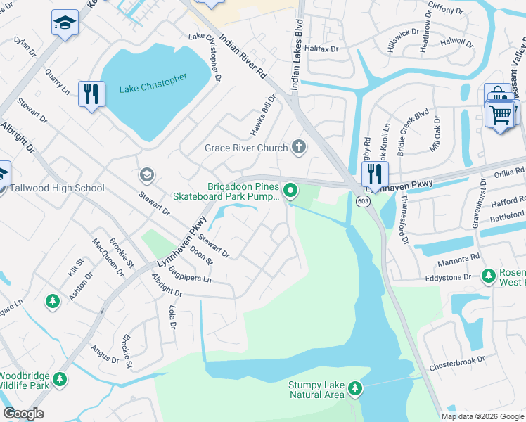 map of restaurants, bars, coffee shops, grocery stores, and more near 5300 Stewart Drive in Virginia Beach