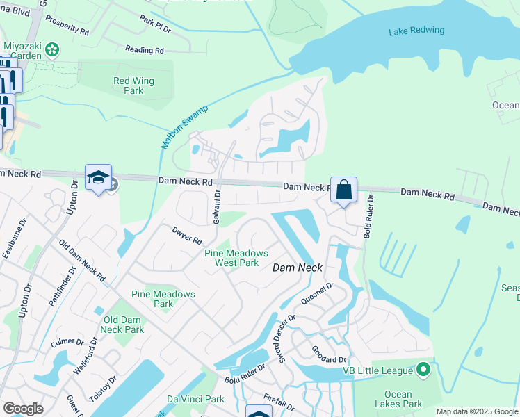map of restaurants, bars, coffee shops, grocery stores, and more near 754 Casual Court in Virginia Beach