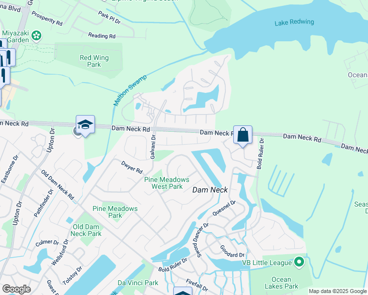 map of restaurants, bars, coffee shops, grocery stores, and more near 754 Casual Court in Virginia Beach