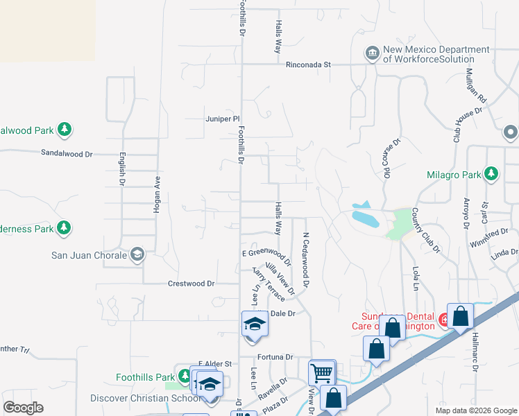 map of restaurants, bars, coffee shops, grocery stores, and more near 5607 Holmes Dr in Farmington
