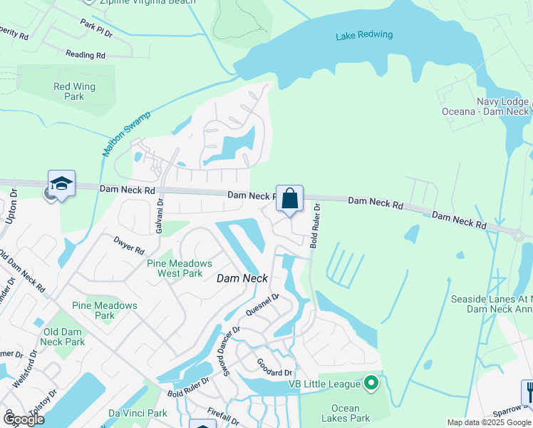 map of restaurants, bars, coffee shops, grocery stores, and more near 1610 Ocean Bay Drive in Virginia Beach