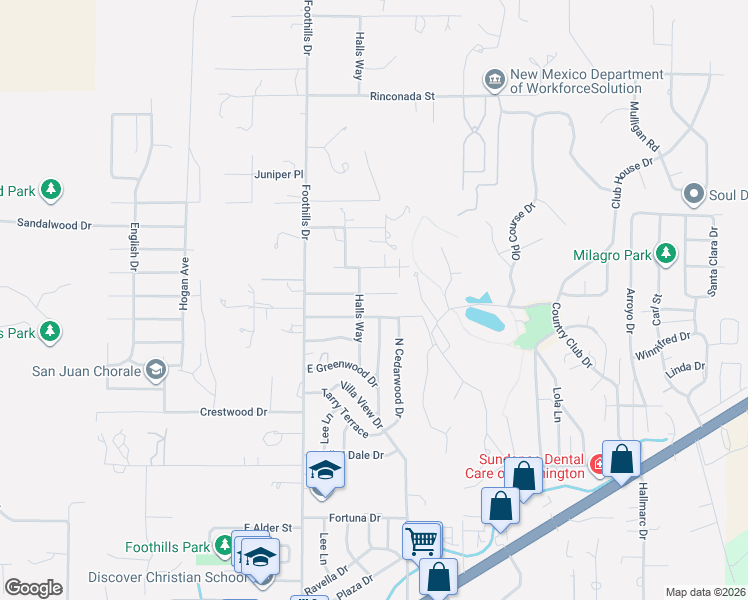 map of restaurants, bars, coffee shops, grocery stores, and more near 5910 Halls Way in Farmington