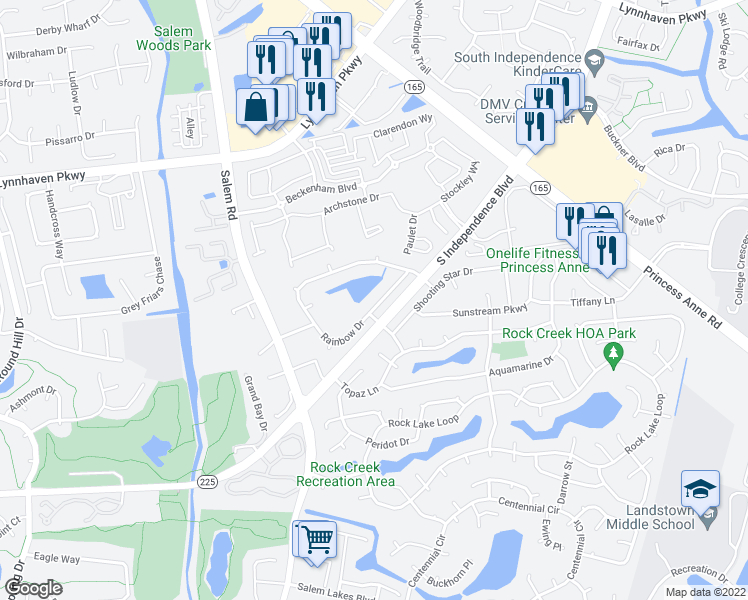 map of restaurants, bars, coffee shops, grocery stores, and more near 3952 Rainbow Drive in Virginia Beach